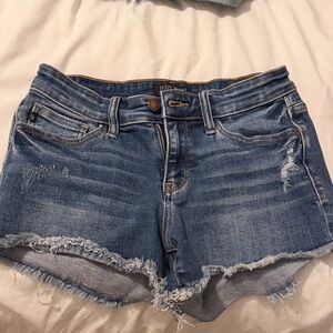 Judy Blue Women's Frayed Hem Jean Shorts - Light Blue